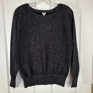 Reba Black Sparkle Knit Sweater Long Sleeve Crew Neck Womens Size S